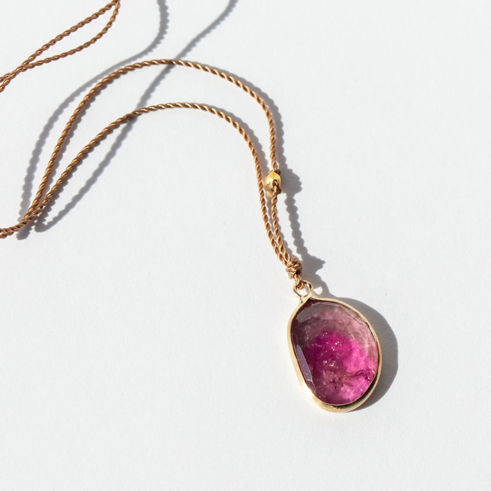 Asymmetrical Watermelon Tourmaline Necklace