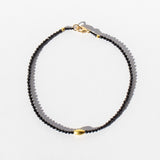 Black Spinel Beaded Bracelet with Oval Gold Bead