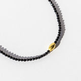 Black Spinel Beaded Bracelet with Oval Gold Bead