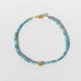 Blue Chrysocolla Beaded Bracelet with Gold Bead