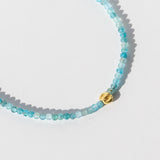 Blue Chrysocolla Beaded Bracelet with Gold Bead