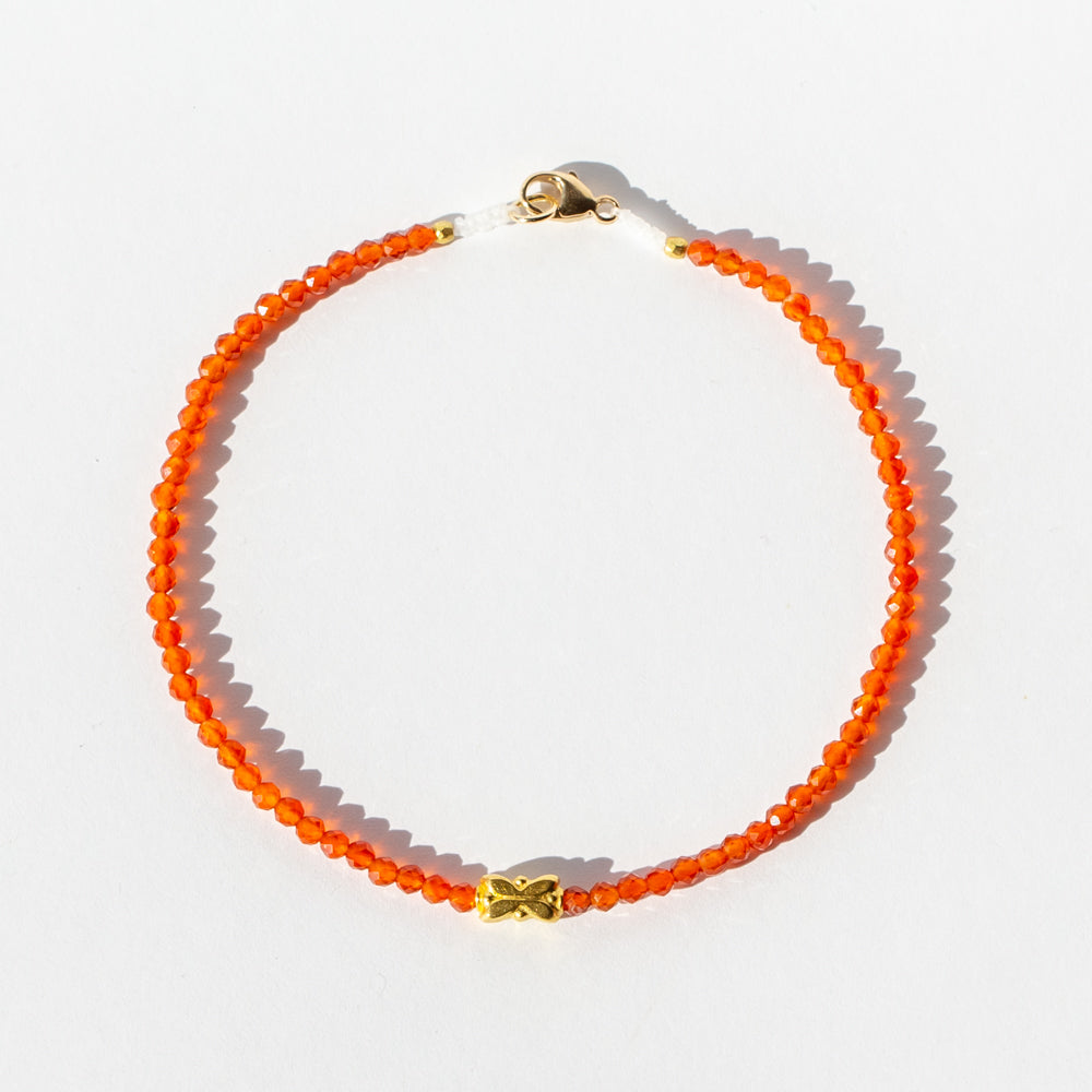 Carnelian Beaded Bracelet with Gold Bead