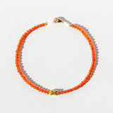 Carnelian Beaded Bracelet with Gold Bead