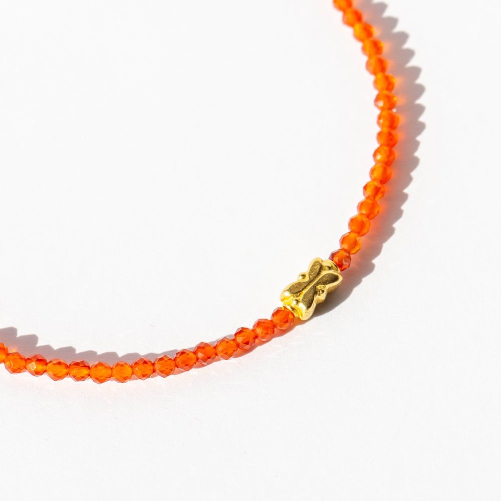 Carnelian Beaded Bracelet with Gold Bead
