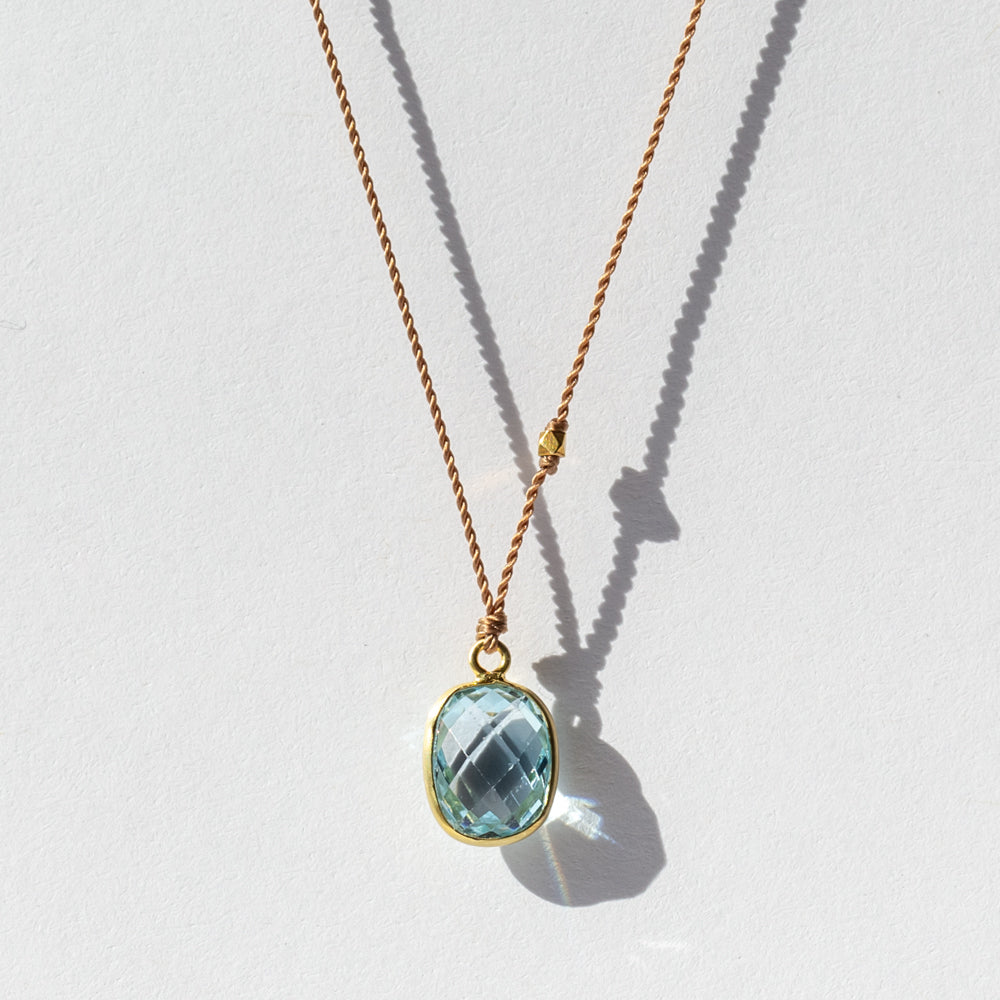 Cushion Sky Blue Topaz Necklace