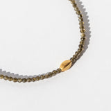 Dark Gray Cats Eye Beaded Bracelet with Oval Gold Bead