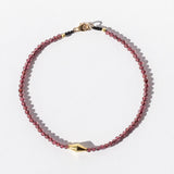 Deep Red Garnet Bracelet with Gold Bead