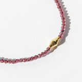 Deep Red Garnet Bracelet with Gold Bead