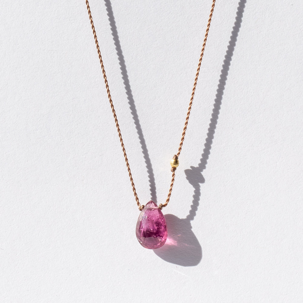 Teardrop Pink Tourmaline Necklace
