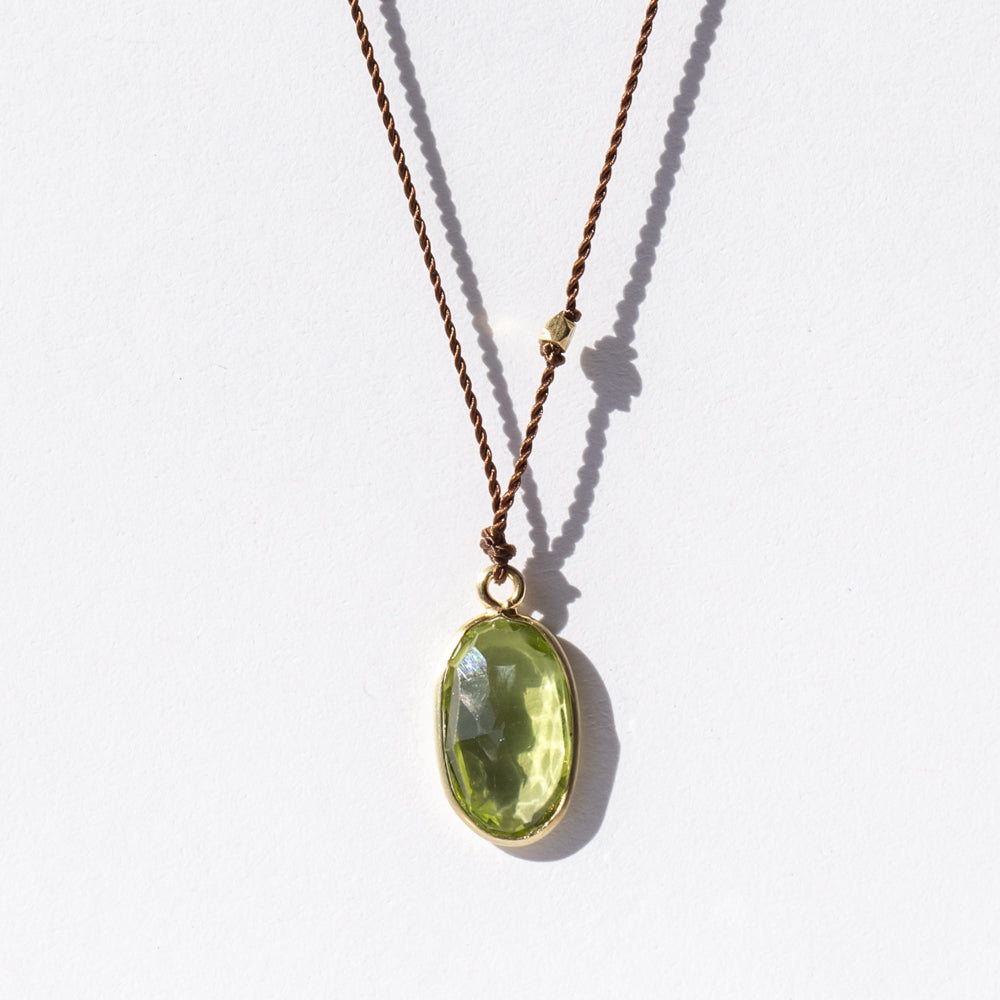 Elongated Oval Peridot Necklace
