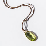 Elongated Oval Peridot Necklace