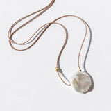 Flat Round White Pearl Necklace