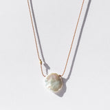 Flat Round White Pearl Necklace