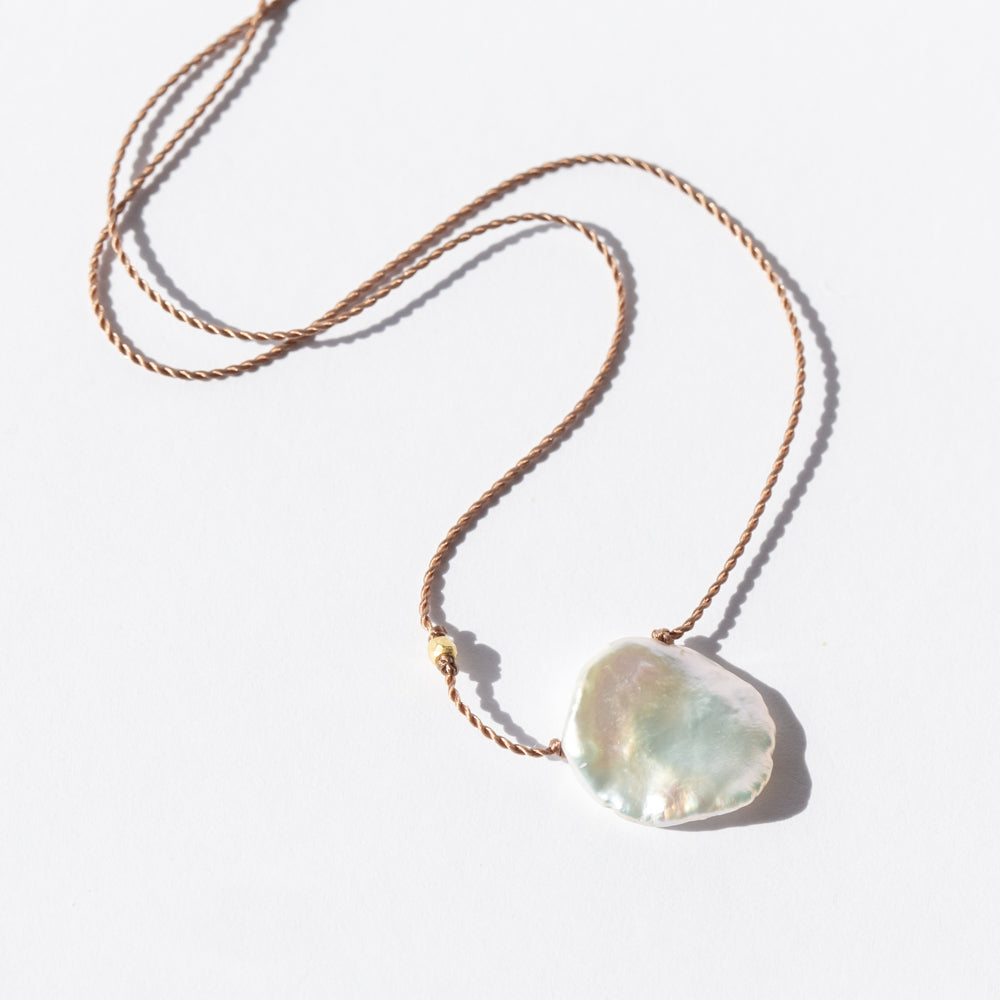 Flat Round White Pearl Necklace
