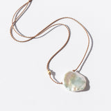 Flat Round White Pearl Necklace