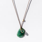 Large Asymmetrical Emerald Necklace with Small Oval Emerald Dangle