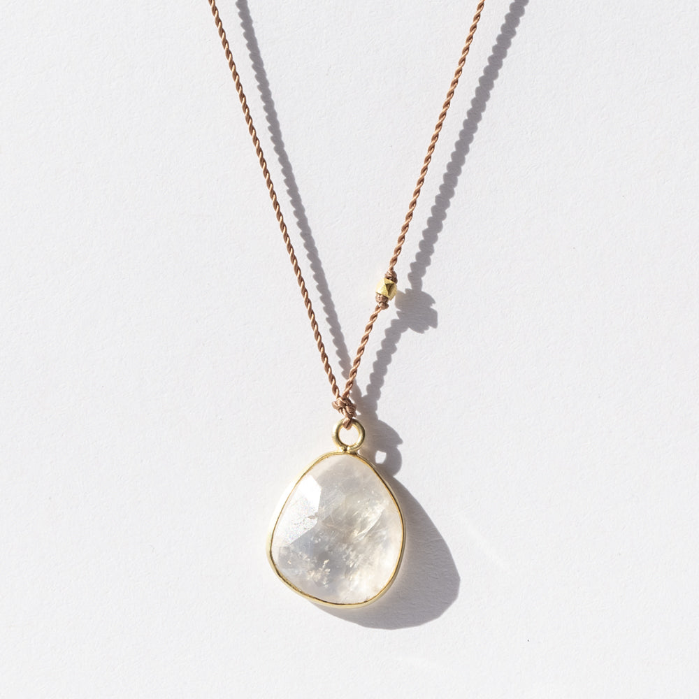 Large Asymmetrical Rainbow Moonstone Necklace