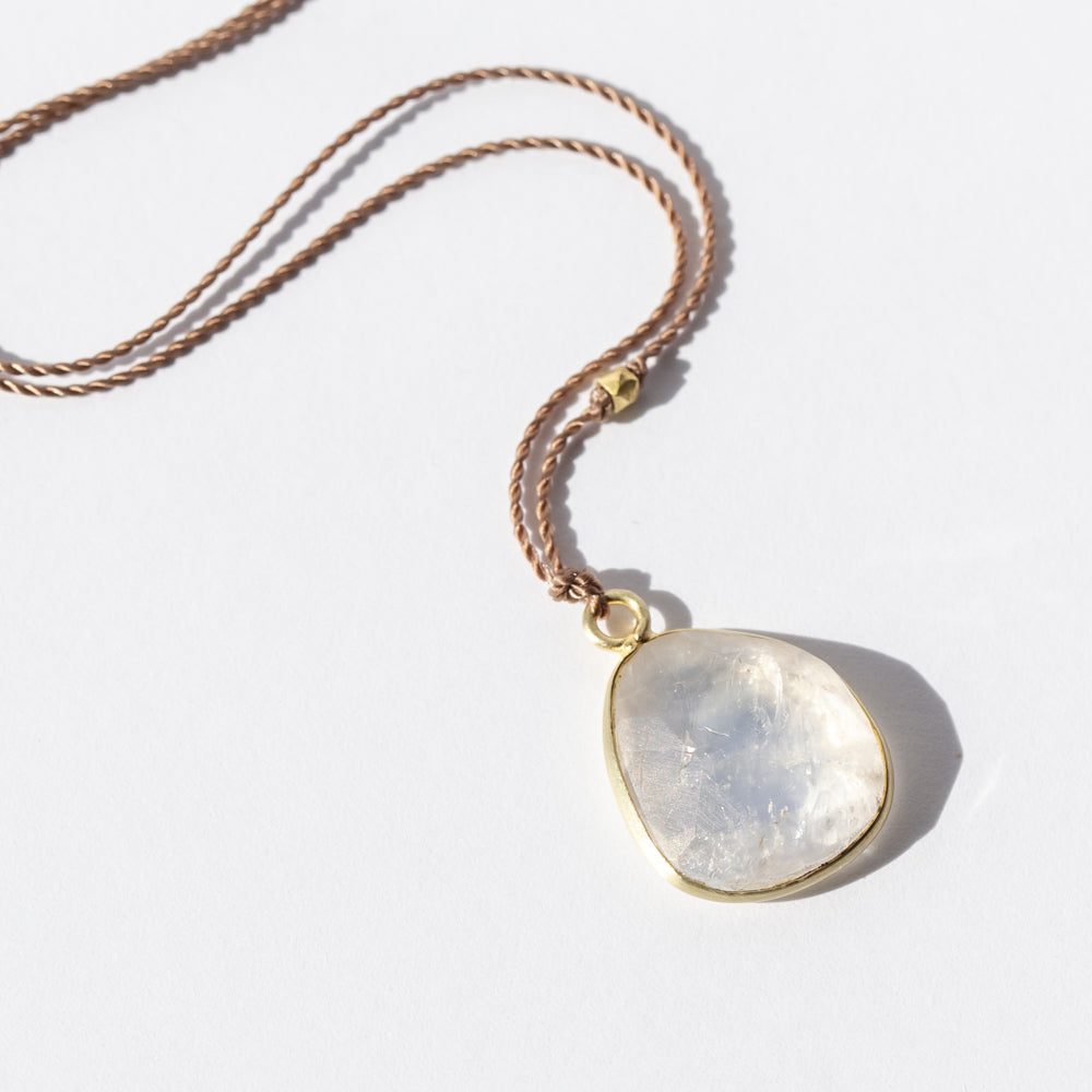 Large Asymmetrical Rainbow Moonstone Necklace