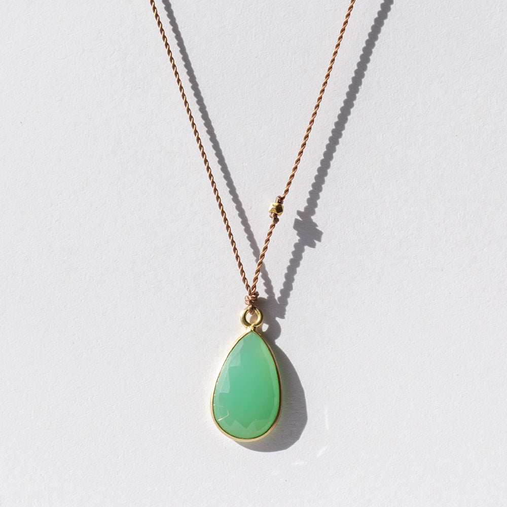 Large Teardrop Chrysoprase Necklace