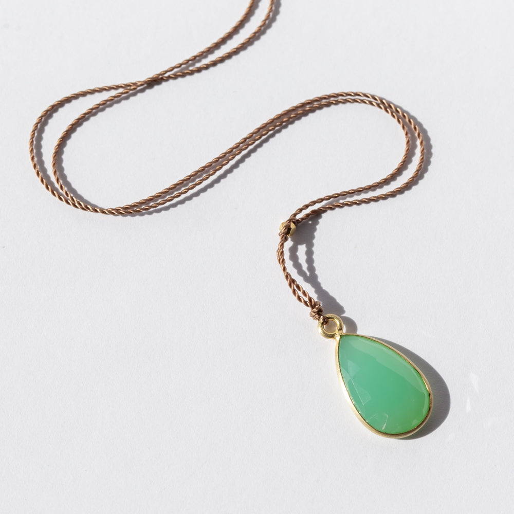 Large Teardrop Chrysoprase Necklace