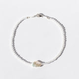 Moonstone Beaded Bracelet with White Keshi Pearl