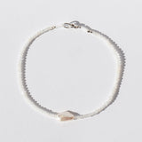 Moonstone Beaded Bracelet with White Keshi Pearl
