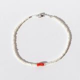 Mother of Pearl Beaded Bracelet with Coral Bead