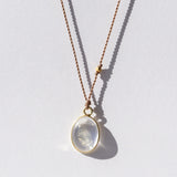 Oval Cabochon Rainbow Moonstone Necklace