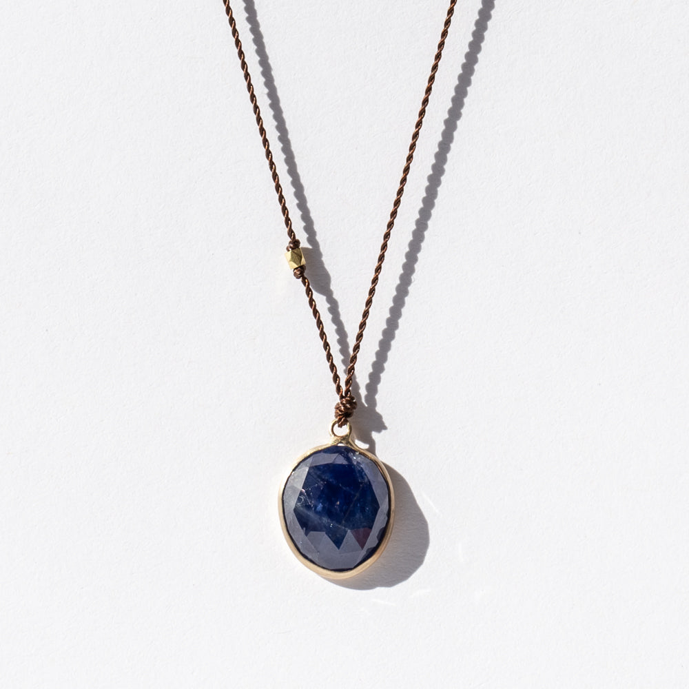 Oval Navy Sapphire Necklace