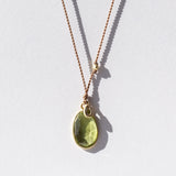 Oval Peridot Necklace with Tiny Diamond Dangle