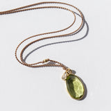 Oval Peridot Necklace with Tiny Diamond Dangle