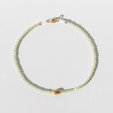 Peridot Beaded Bracelet with Oval Gold Bead