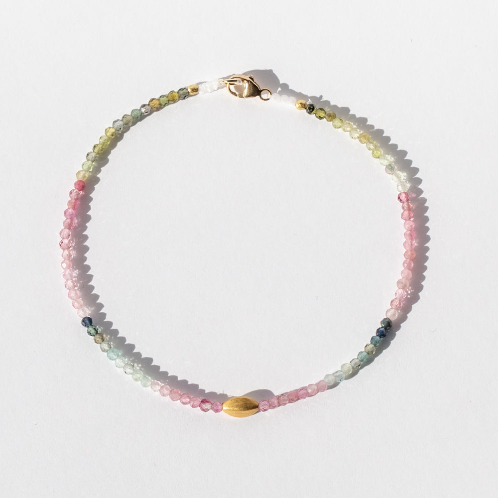 Pink and Green Tourmaline Beaded Bracelet