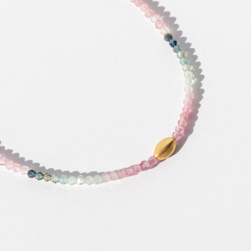 Pink and Green Tourmaline Beaded Bracelet