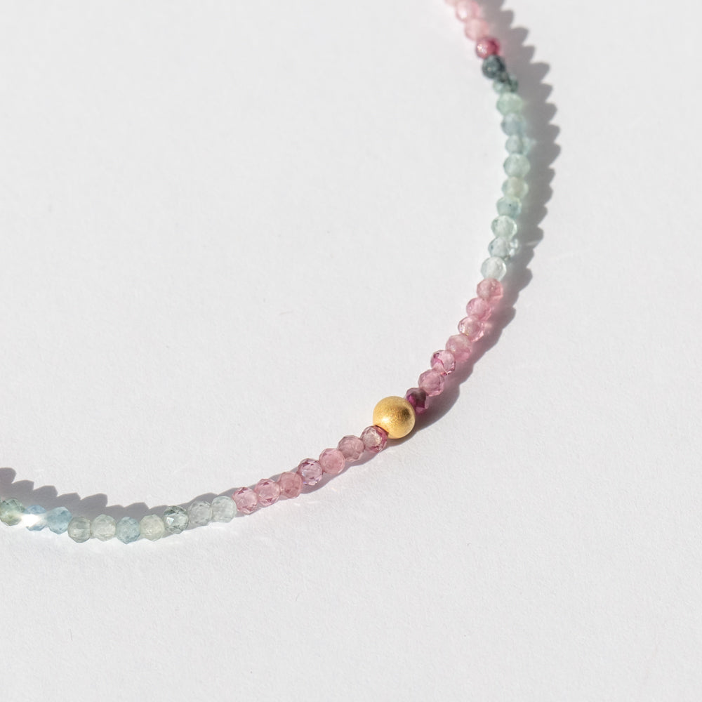 Pink and Green Tourmaline Beaded Bracelet