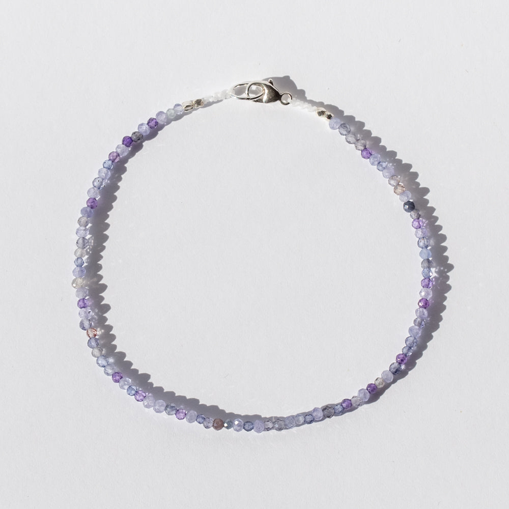 Purple Gray Multi Gemstone Beaded Bracelet