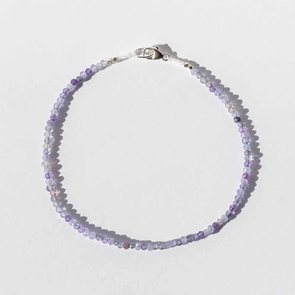 Purple Gray Multi Gemstone Beaded Bracelet