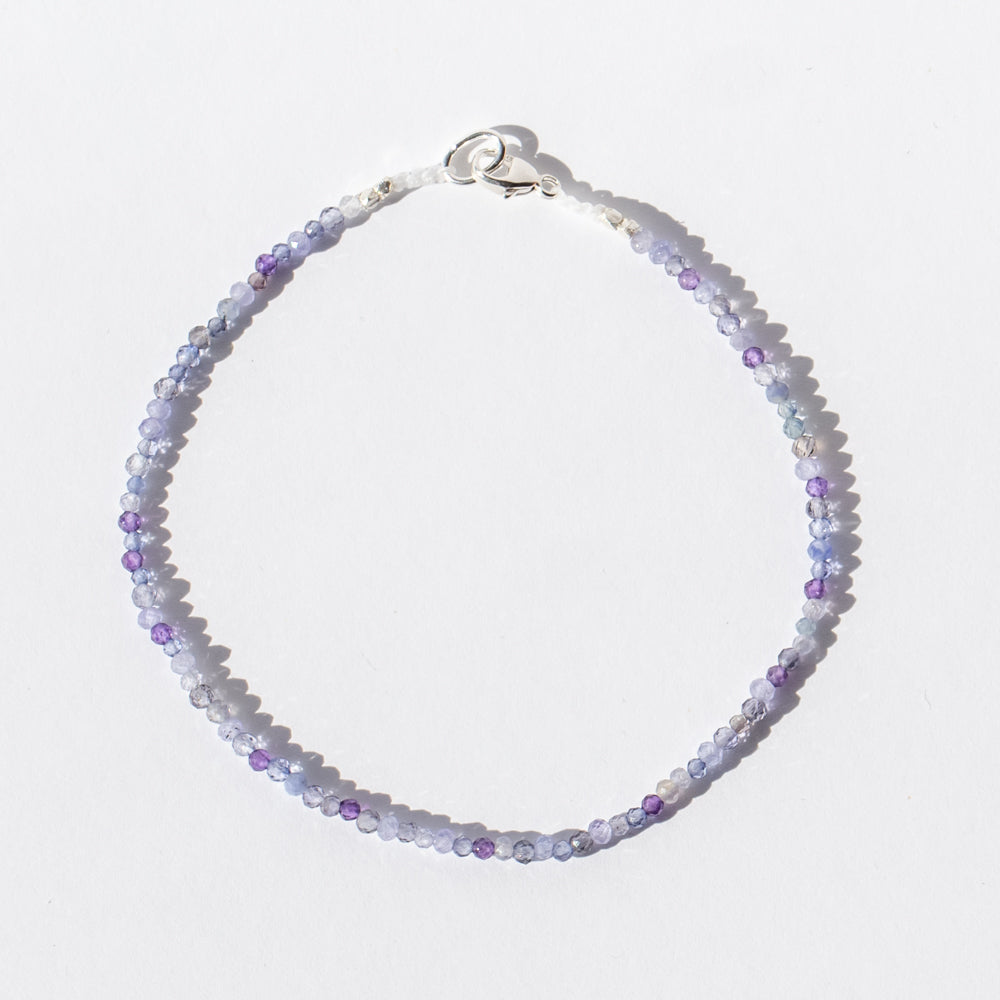 Purple Gray Multi Gemstone Beaded Bracelet