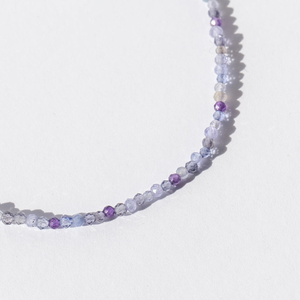Purple Gray Multi Gemstone Beaded Bracelet