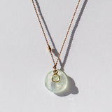 Round Prehnite Necklace with Tiny Yellow Tourmaline Dangle