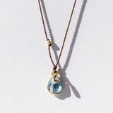 Small London Blue Topaz Necklace With Tiny Teardrop Diamond Dangle