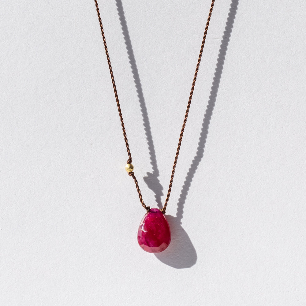 Small Teardrop Ruby Necklace