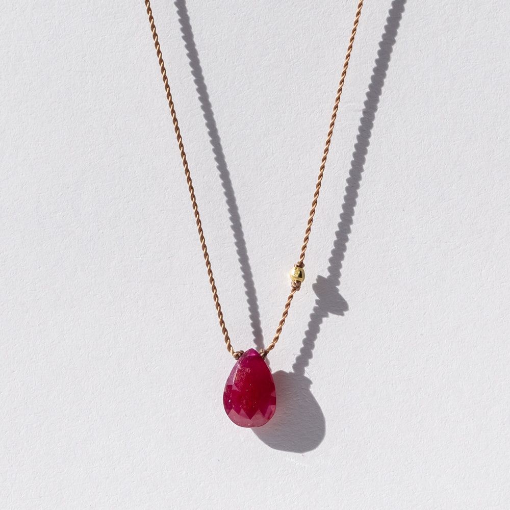 Small Teardrop Ruby Necklace