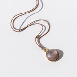 Small Round Chocolate Moonstone Necklace