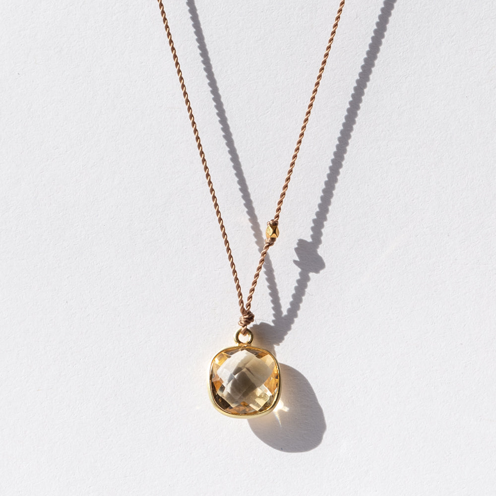 Square Citrine Necklace