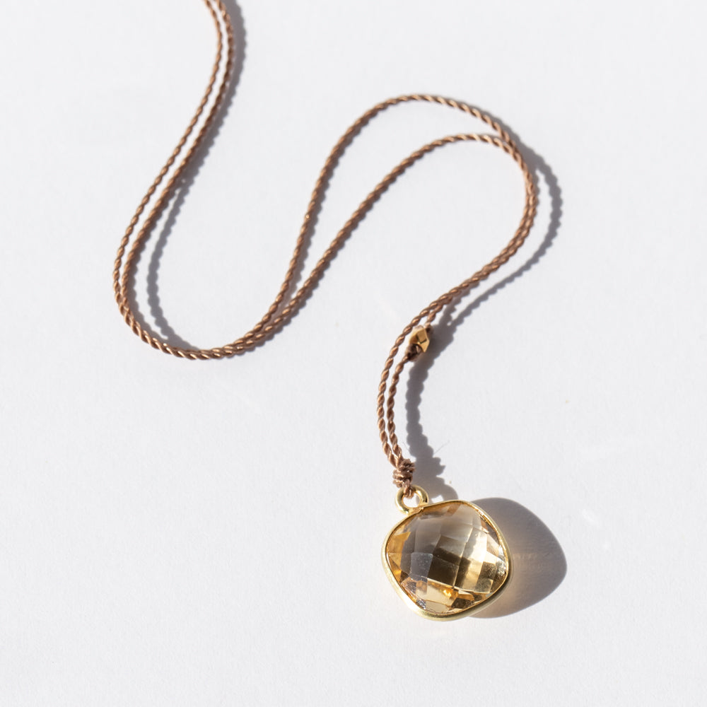 Square Citrine Necklace