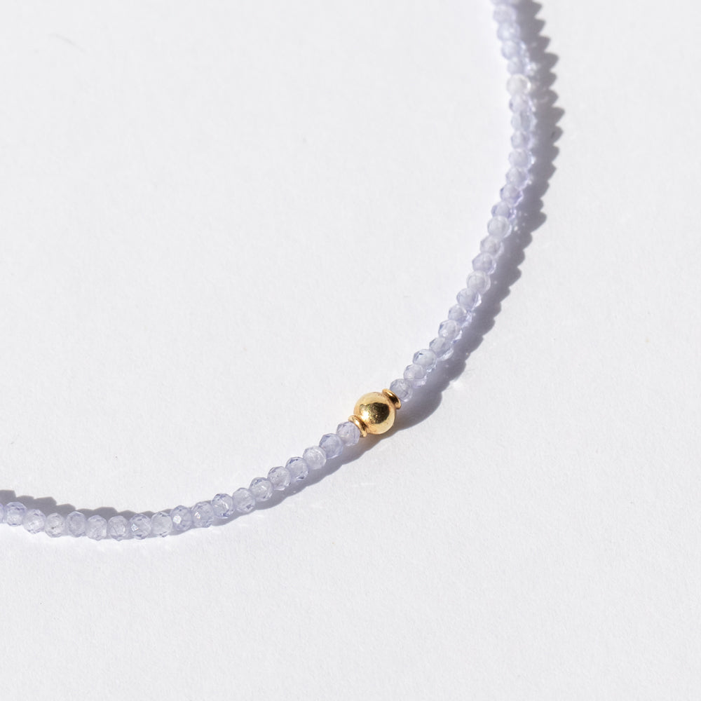 Tanzanite Beaded Bracelet with Gold Bead