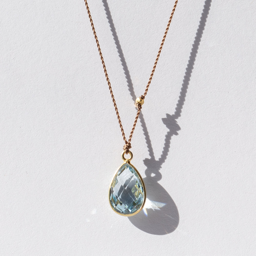 Teardrop Sky Blue Topaz Necklace