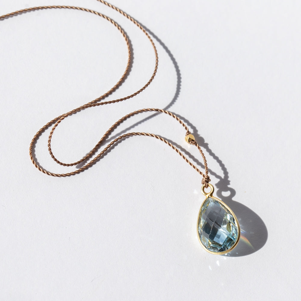 Teardrop Sky Blue Topaz Necklace