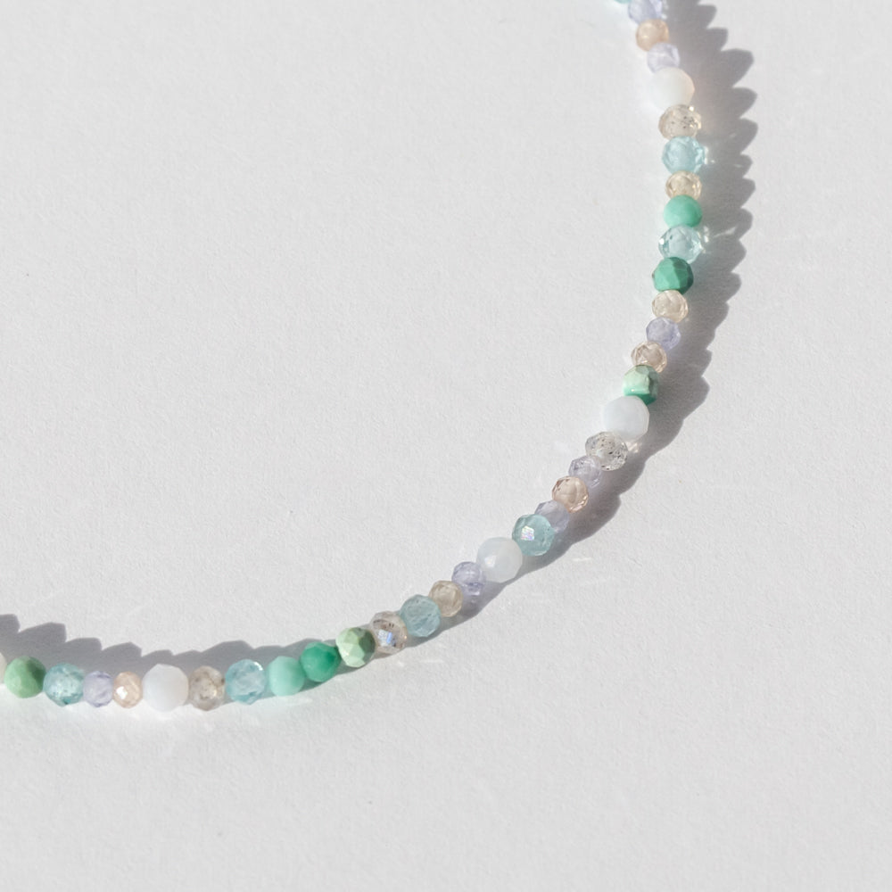 Turquoise and Grey Multi Gemstone Beaded Bracelet
